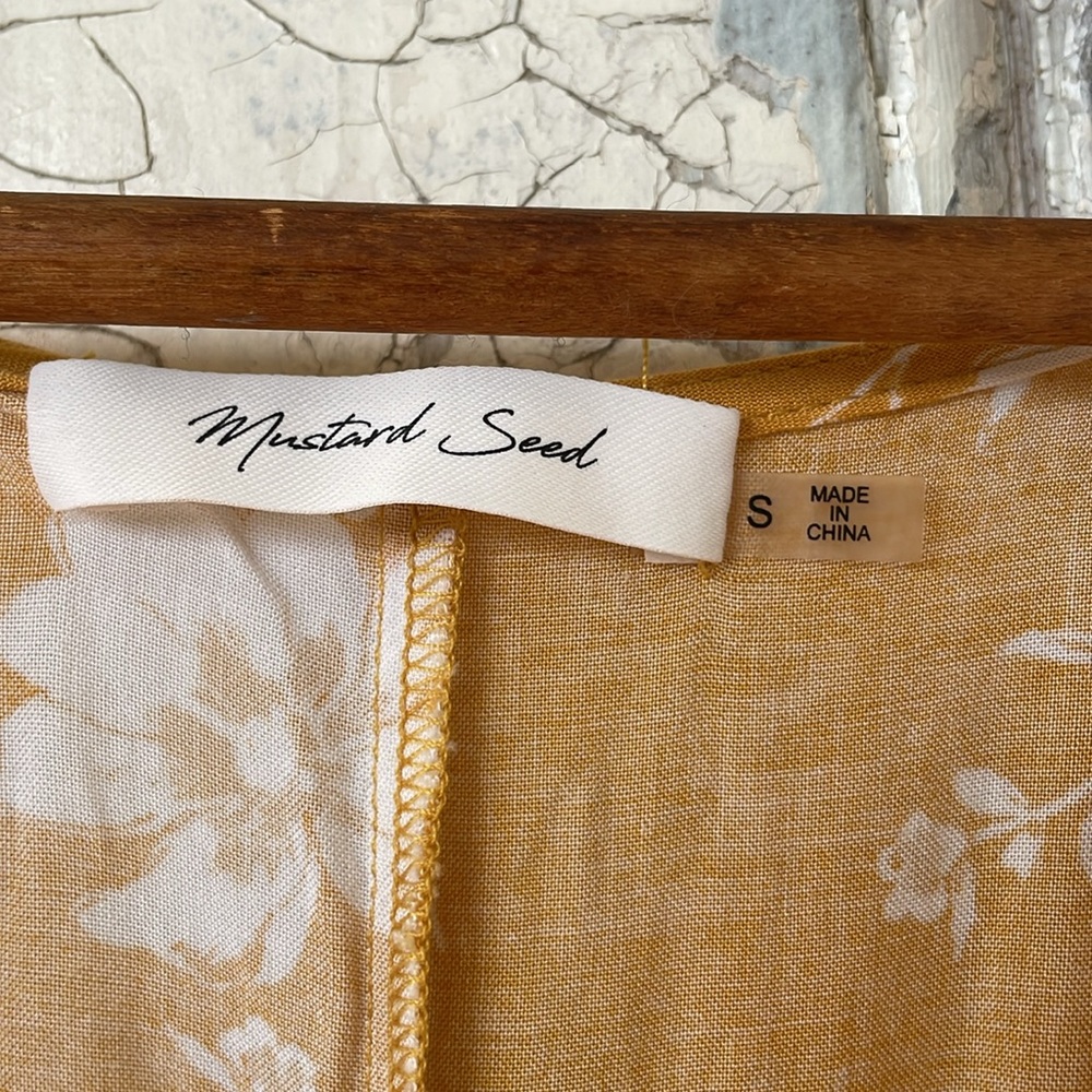 Mustard Seed Yellow (W/ POCKETS) and White Floral Sundress (small) - Picture 2 of 12